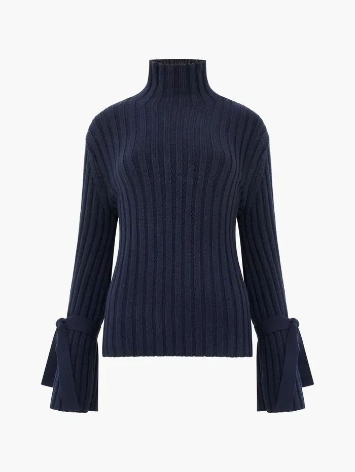 French Connection Babysoft Tie Sleeve Jumper Marine Woman Jumpers and Cardigans