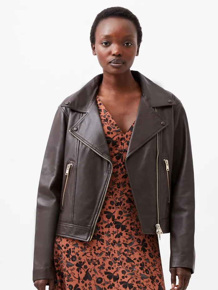French Connection Becket Leather Military Jacket Chocolate Ganache Woman Coats and Jackets French Connection Becket Leather Military Jacket Chocolate Ganache Woman Coats and Jackets