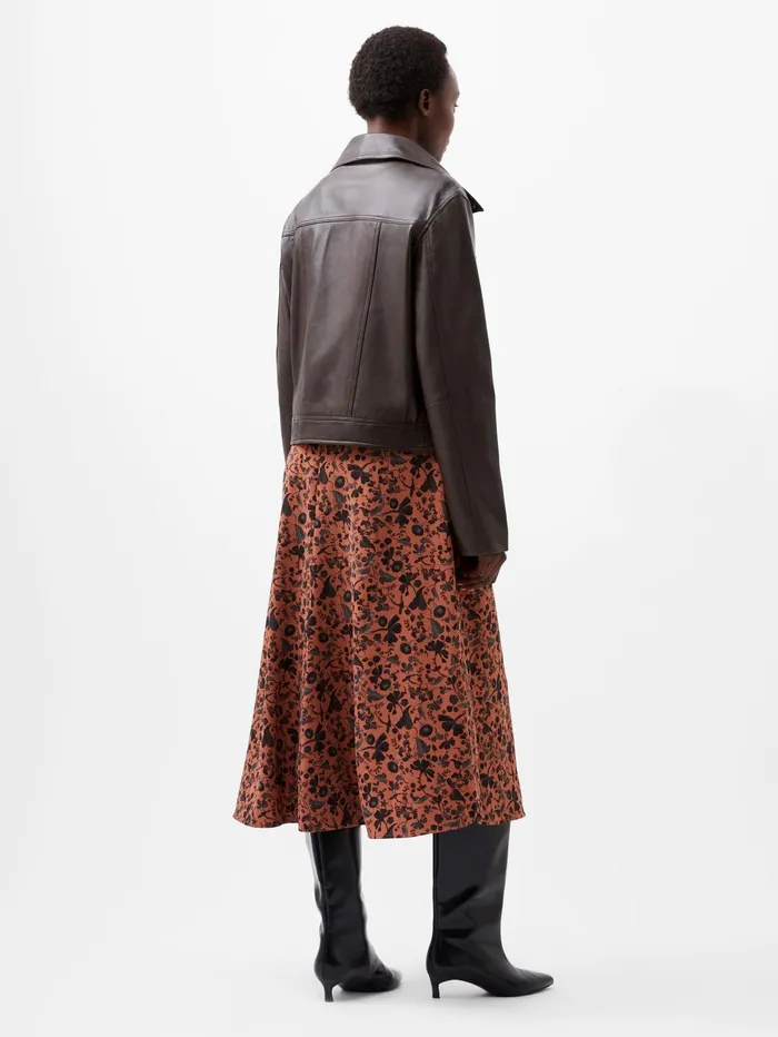 French Connection Becket Leather Military Jacket Chocolate Ganache Woman Coats and Jackets