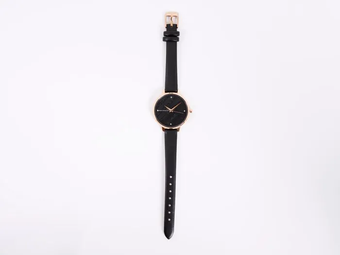 French Connection Black Leather Strap Watch Black Woman Jewellery