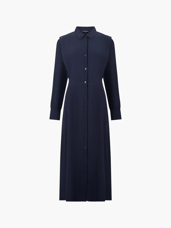 French Connection Brina Crepe Button Down Maxi Dress Marine Woman Dresses