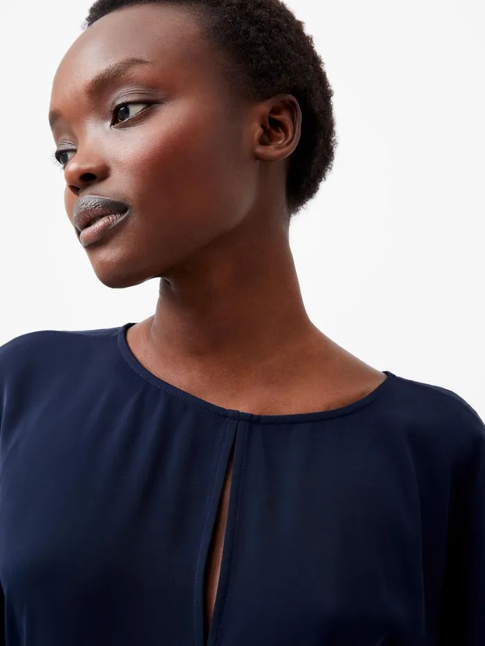 French Connection Carmen Recycled Crepe Batwing Sleeve Top Marine Woman Tops