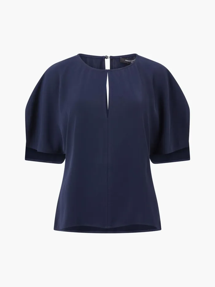 French Connection Carmen Recycled Crepe Batwing Sleeve Top Marine Woman Tops