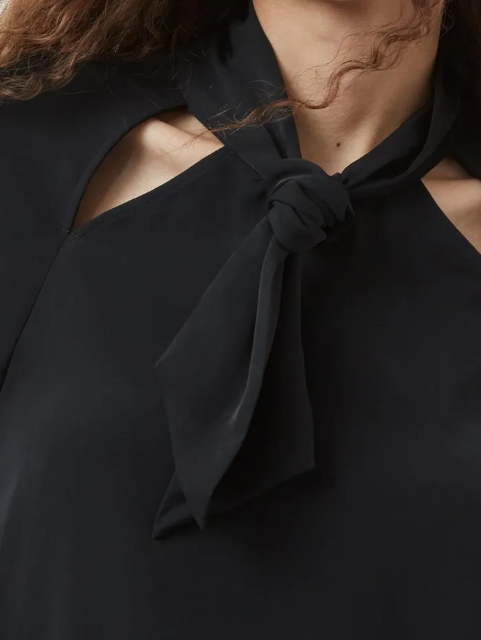 French Connection Carmen Recycled Crepe Tie Blouse Blackout Woman Tops