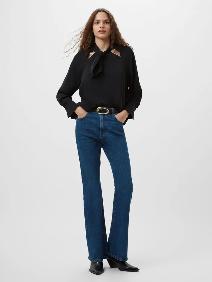 French Connection Carmen Recycled Crepe Tie Blouse Blackout Woman Tops