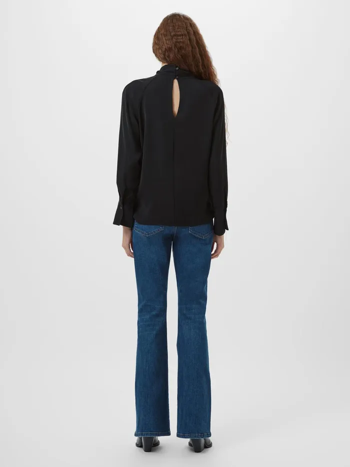 French Connection Carmen Recycled Crepe Tie Blouse Blackout Woman Tops