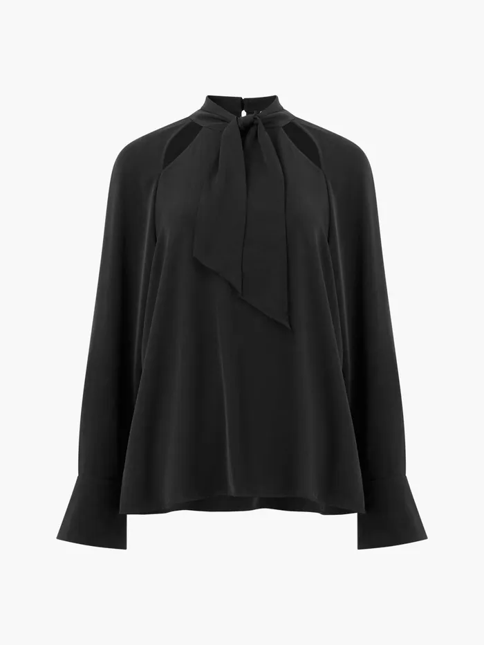 French Connection Carmen Recycled Crepe Tie Blouse Blackout Woman Tops