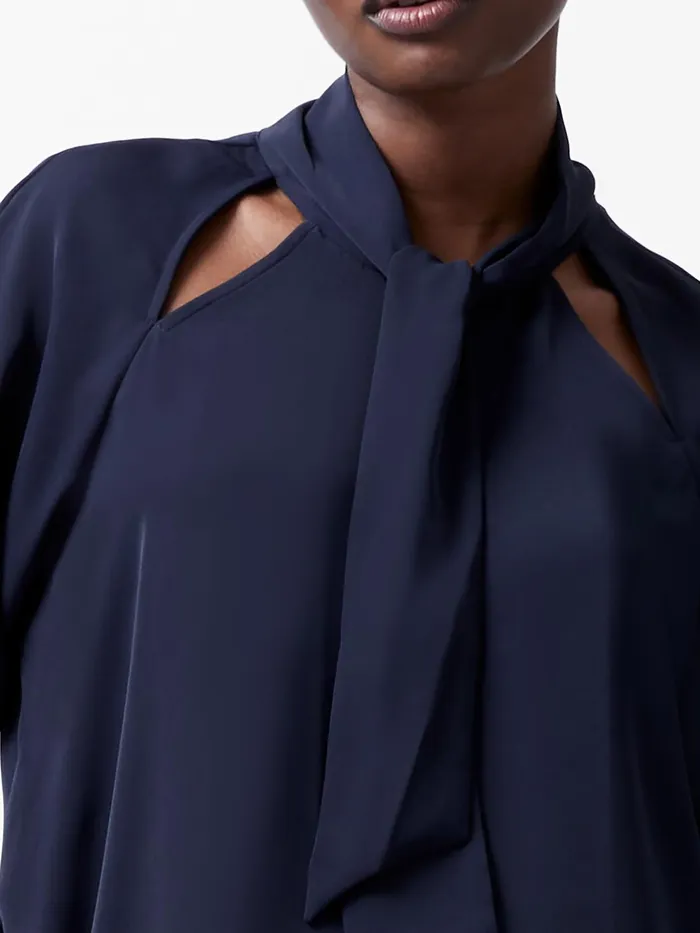 French Connection Carmen Recycled Crepe Tie Blouse Marine Woman Tops