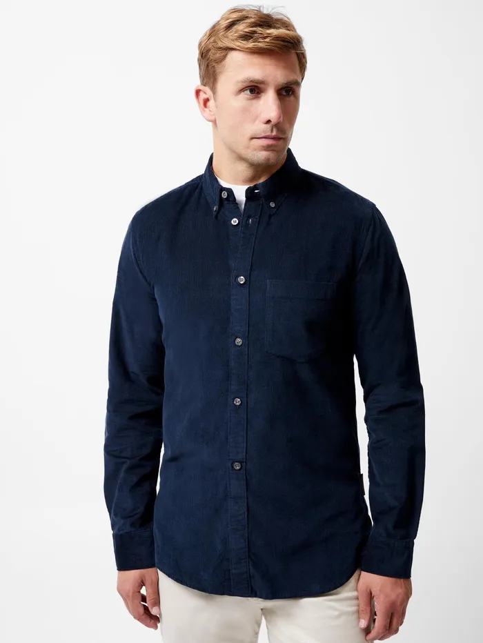 French Connection Cord Long Sleeve Shirt Marine Man Shirts