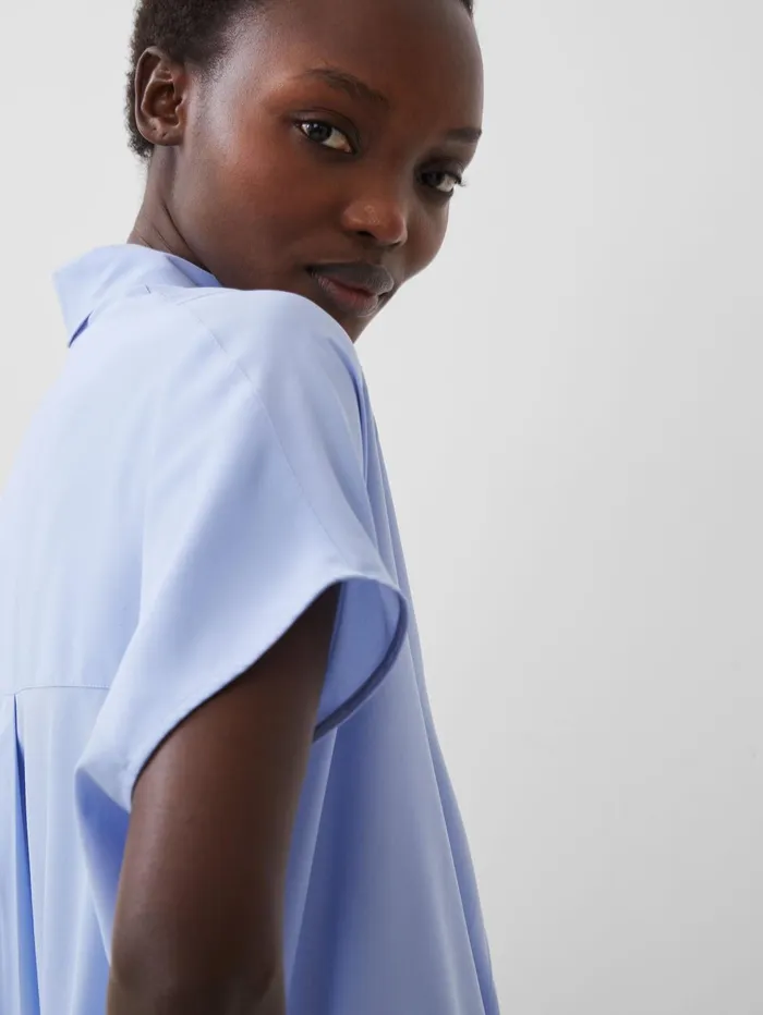 French Connection Crepe Light Recycled Popover Shirt Bluebell Woman Tops