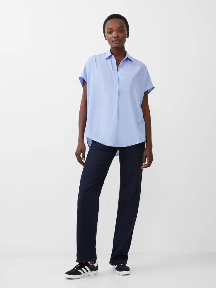 French Connection Crepe Light Recycled Popover Shirt Bluebell Woman Tops