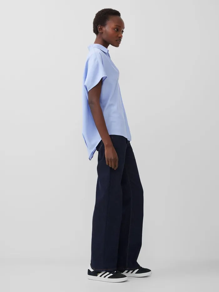 French Connection Crepe Light Recycled Popover Shirt Bluebell Woman Tops