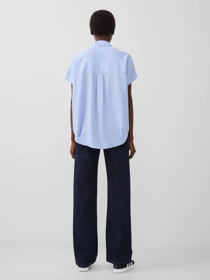 French Connection Crepe Light Recycled Popover Shirt Bluebell Woman Tops