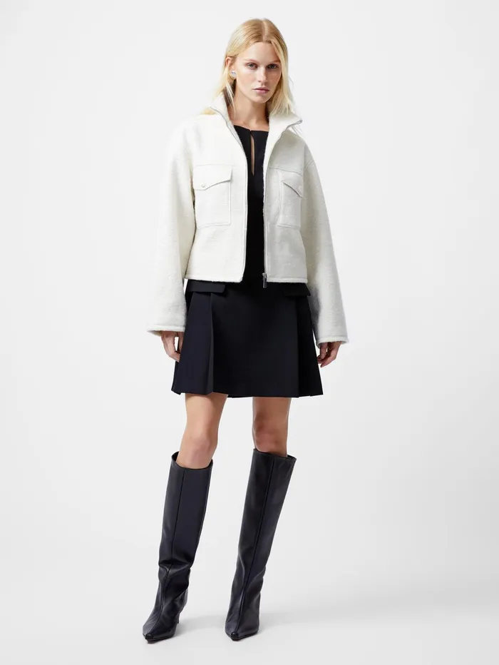 French Connection Dover Boucle Jacket Cream Woman Coats and Jackets