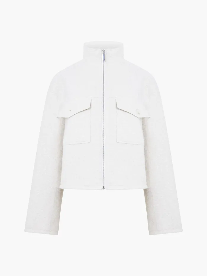 French Connection Dover Boucle Jacket Cream Woman Coats and Jackets