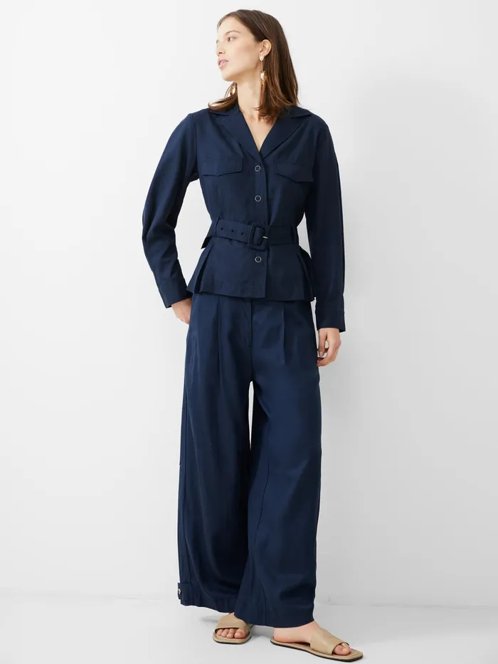 French Connection Elkie Twill Belted Jacket Marine Woman Coords