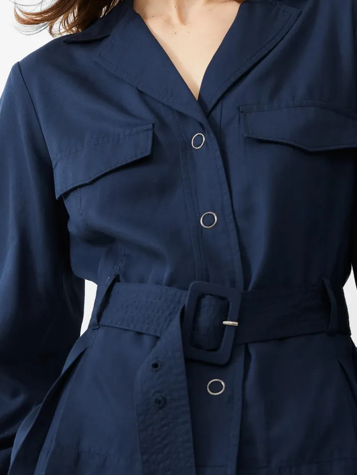 French Connection Elkie Twill Belted Jacket Marine Woman Coords