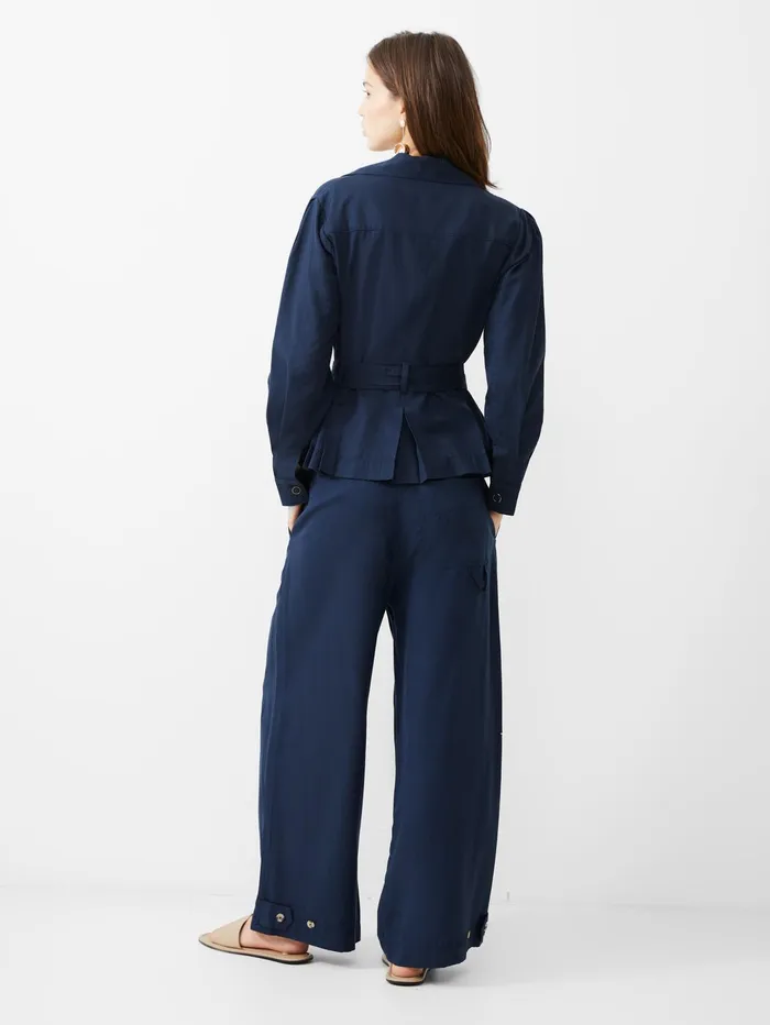 French Connection Elkie Twill Belted Jacket Marine Woman Coords