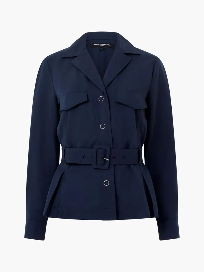 French Connection Elkie Twill Belted Jacket Marine Woman Coords