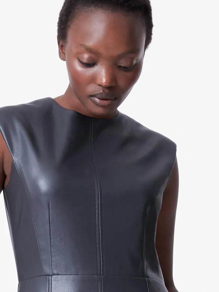 French Connection Faux Leather Sleeveless Dress Black Woman Dresses