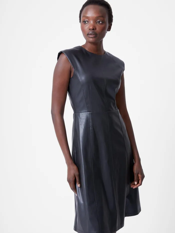 French Connection Faux Leather Sleeveless Dress Black Woman Dresses