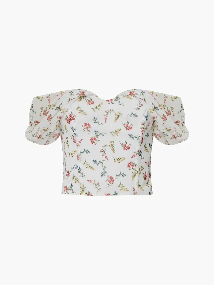 French Connection Floriana Hallie Crinkle Bardot Top Summer White Woman Coords