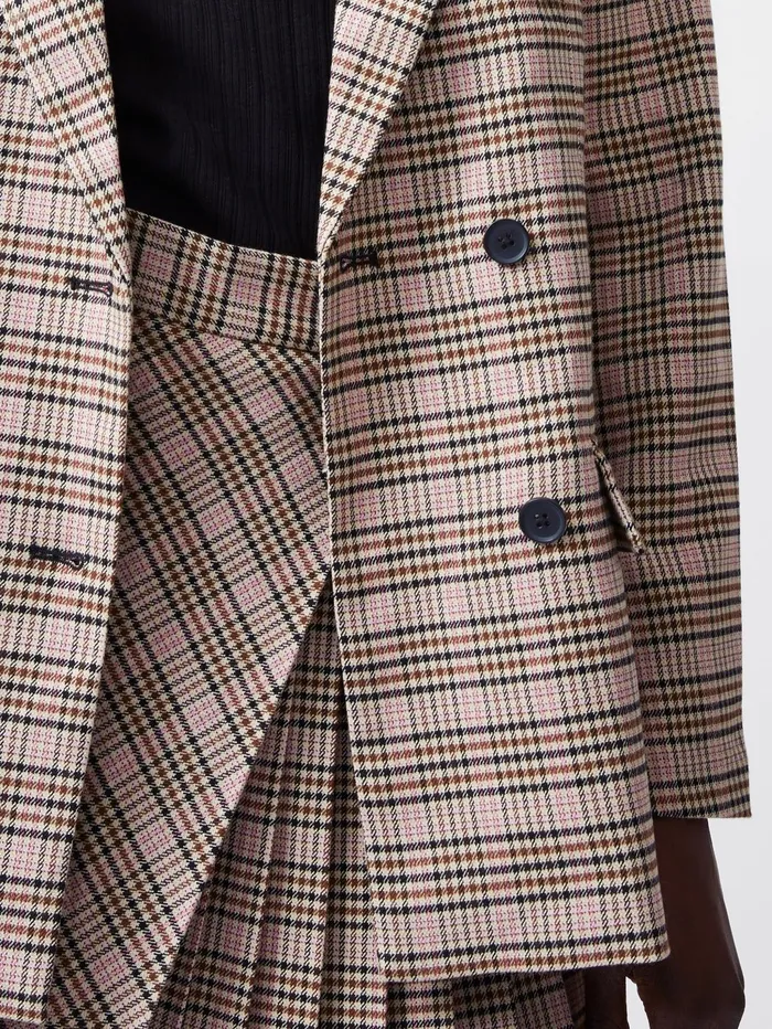 French Connection Gina Check Blazer Light BrownPink Check Woman Coats and Jackets