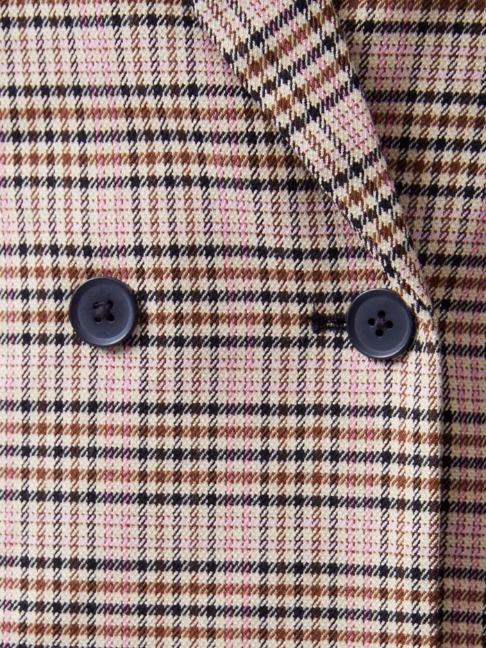 French Connection Gina Check Blazer Light BrownPink Check Woman Coats and Jackets