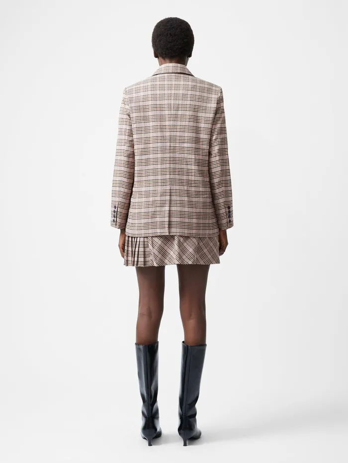 French Connection Gina Check Blazer Light BrownPink Check Woman Coats and Jackets