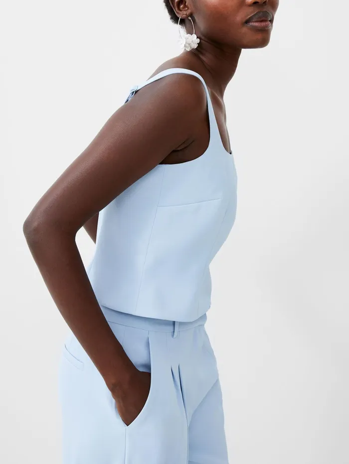 French Connection Harriey Tailored Square Neck Top Cashmere Blue Woman Coords