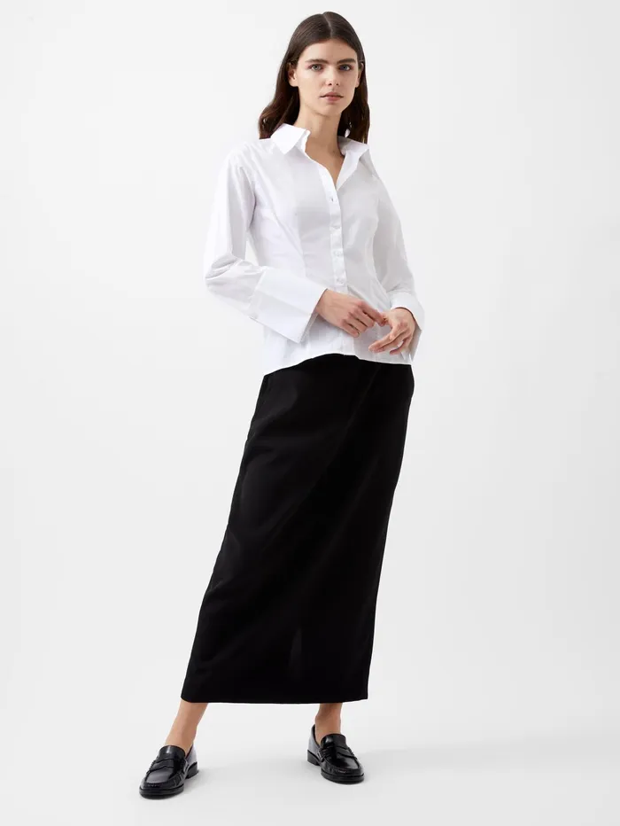 French Connection Isabelle Poplin Classic Shirt Linen White Woman Tops