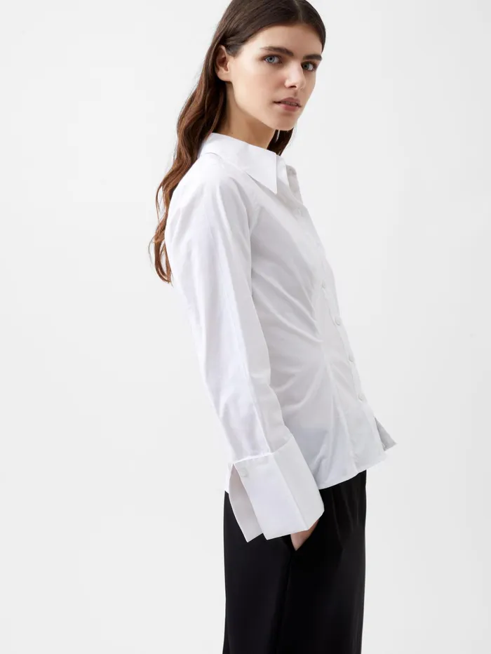 French Connection Isabelle Poplin Classic Shirt Linen White Woman Tops