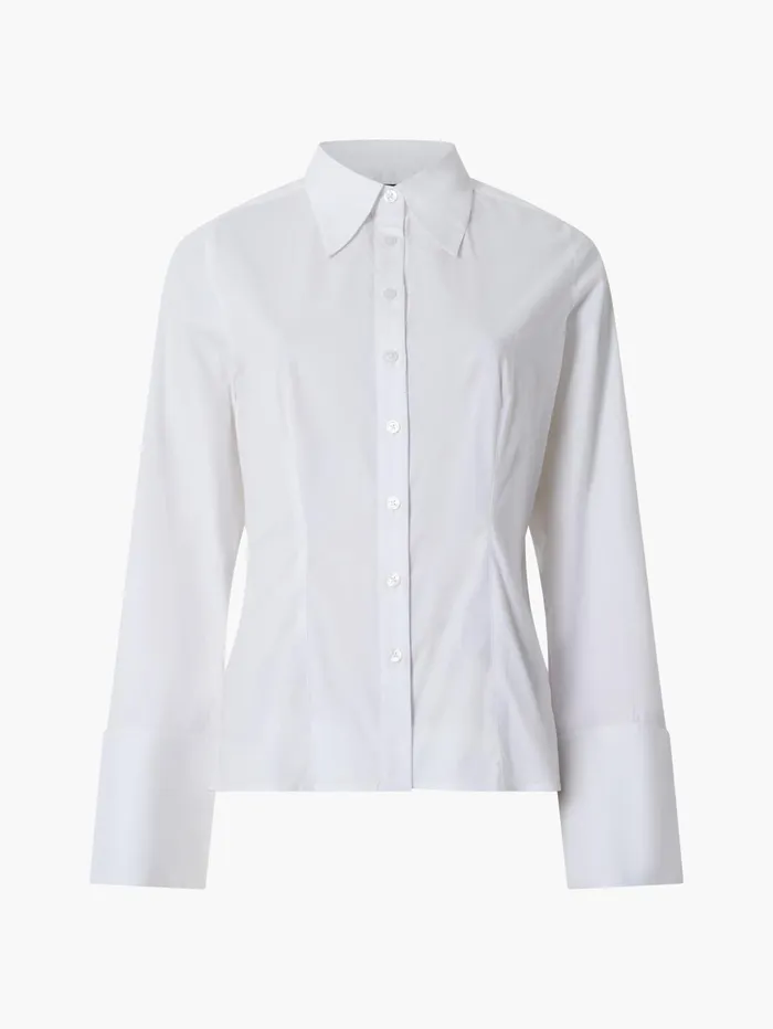 French Connection Isabelle Poplin Classic Shirt Linen White Woman Tops