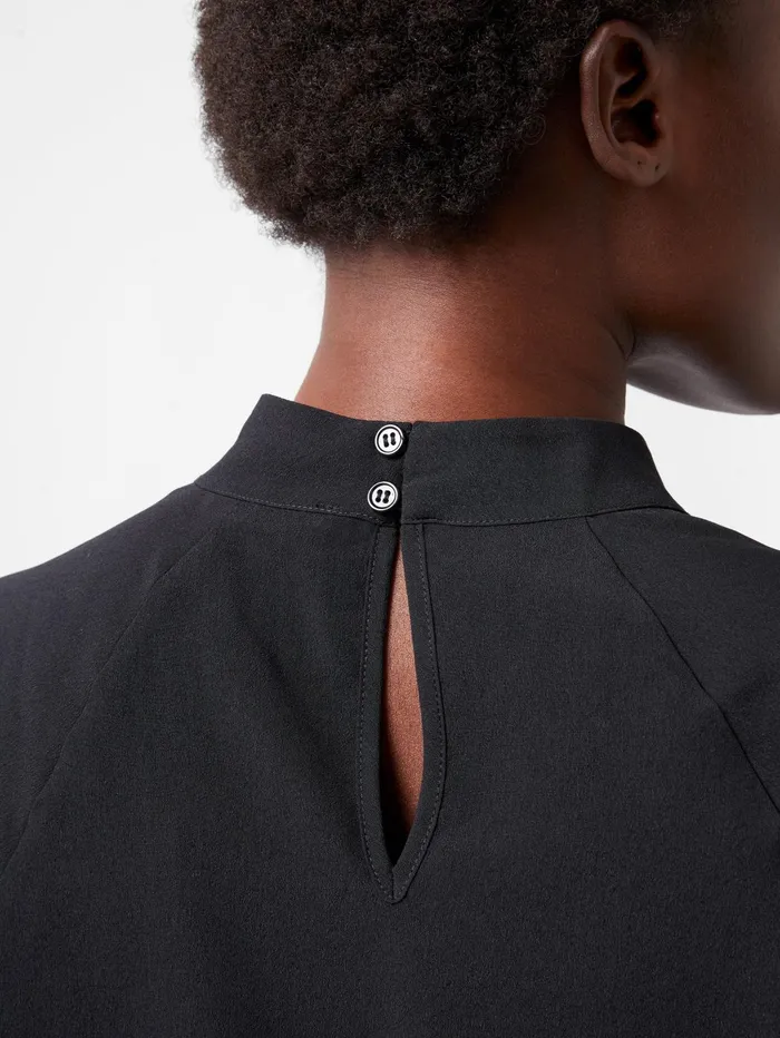 French Connection Krista Knit Long Sleeve Stand Neck Top Blackout Woman Tops