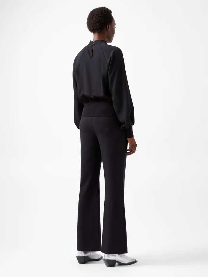 French Connection Krista Knit Long Sleeve Stand Neck Top Blackout Woman Tops