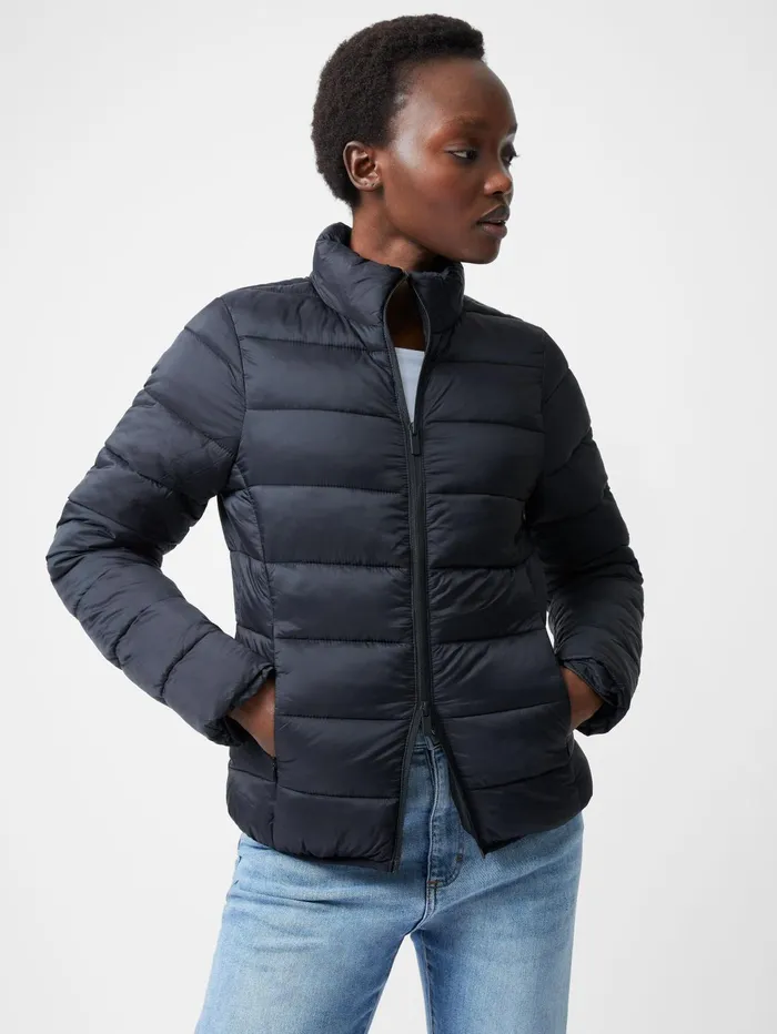 French Connection Light Row Puffer Jacket Black Woman Coats and Jackets