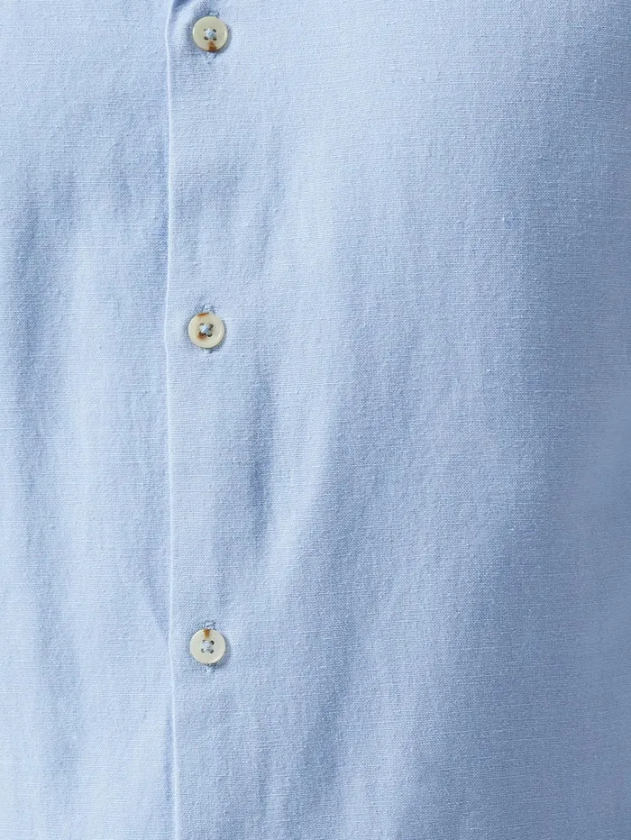 French Connection Long Sleeve Linen Blend Shirt Light Blue Man Shirts