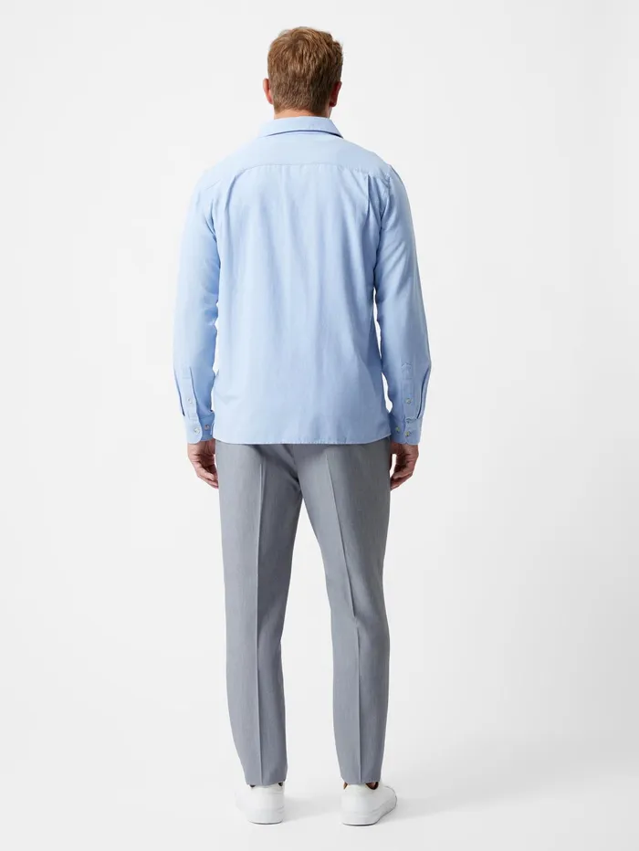 French Connection Long Sleeve Linen Blend Shirt Light Blue Man Shirts