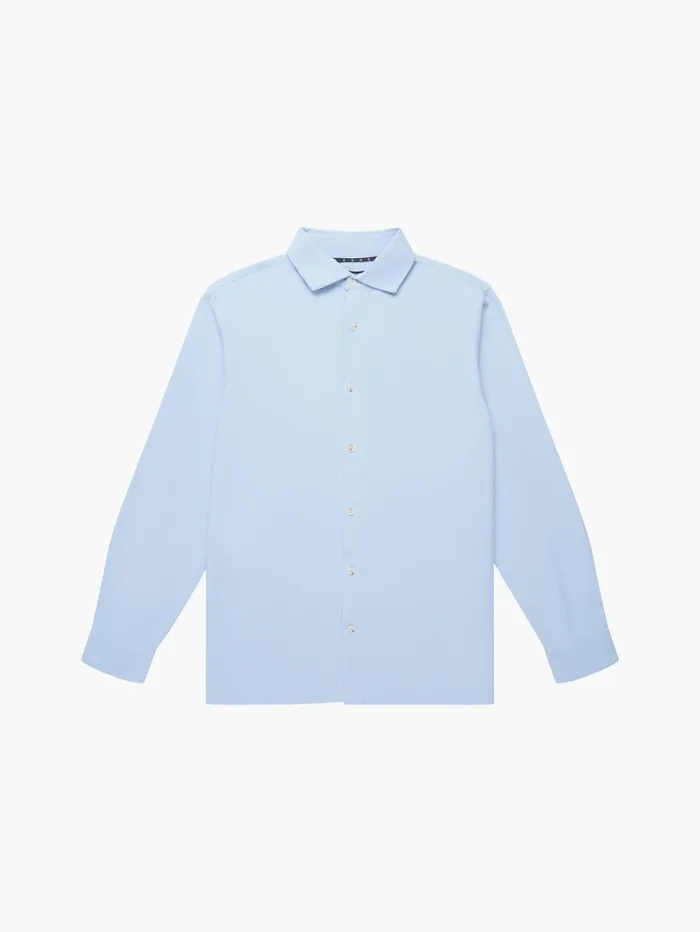 French Connection Long Sleeve Linen Blend Shirt Light Blue Man Shirts