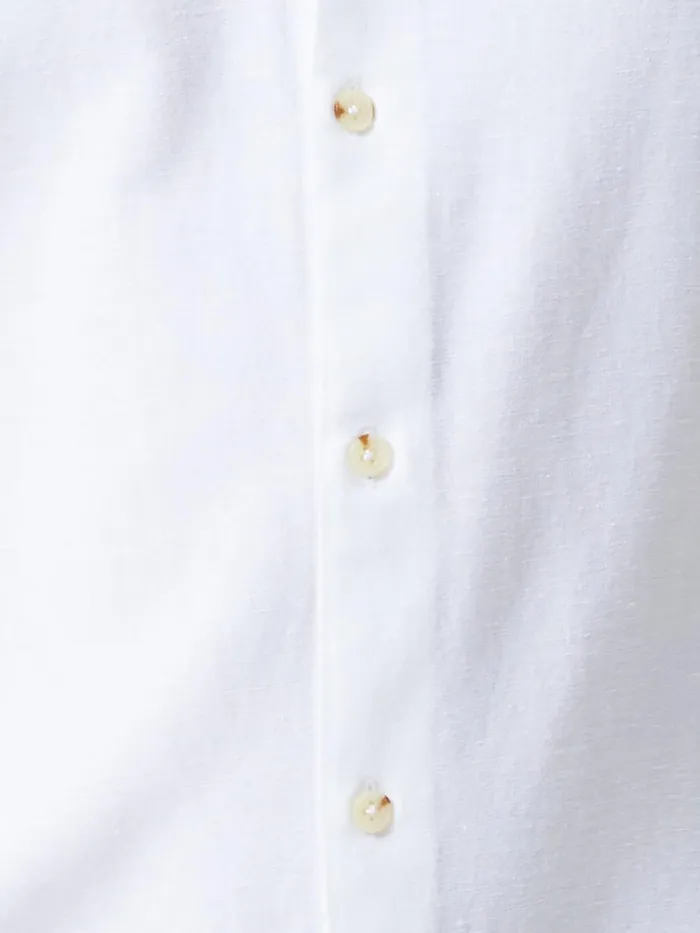 French Connection Long Sleeve Linen Blend Shirt White Man Shirts