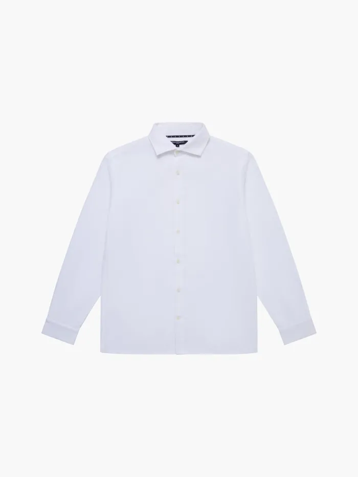 French Connection Long Sleeve Linen Blend Shirt White Man Shirts