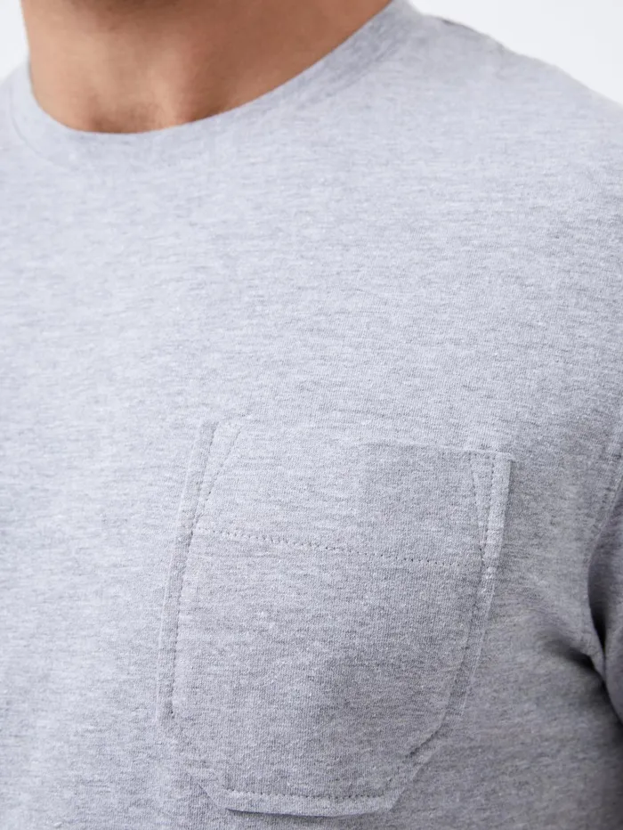 French Connection Organic Pocket TShirt Light Grey Mel Man TShirts and Polo Shirts
