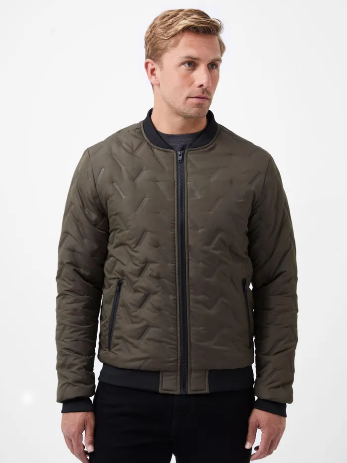 French Connection Puffer Bomber Jacket Olive Man Coats and Jackets