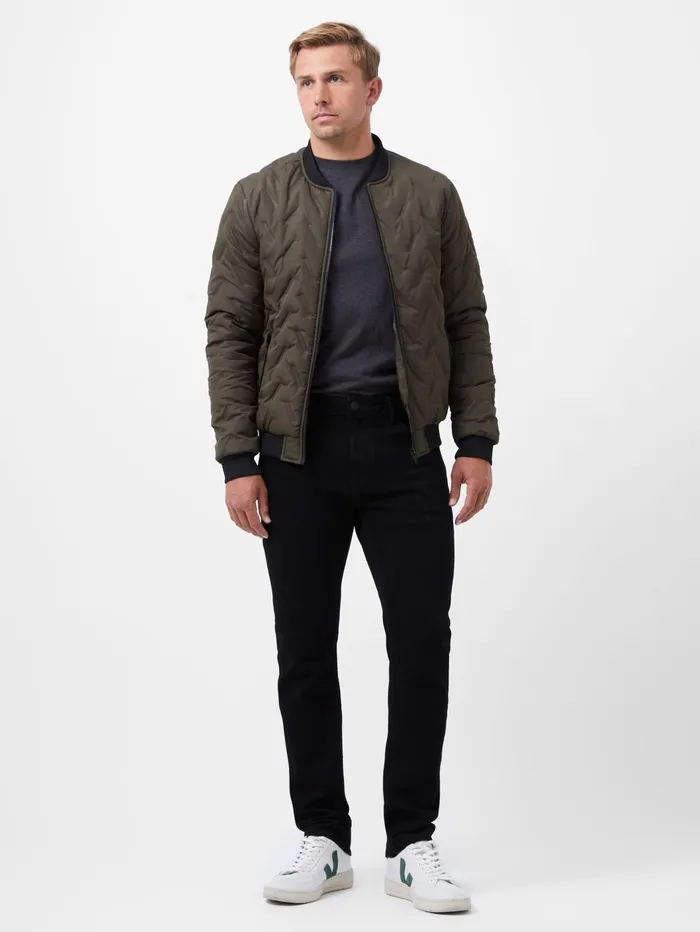 French Connection Puffer Bomber Jacket Olive Man Coats and Jackets