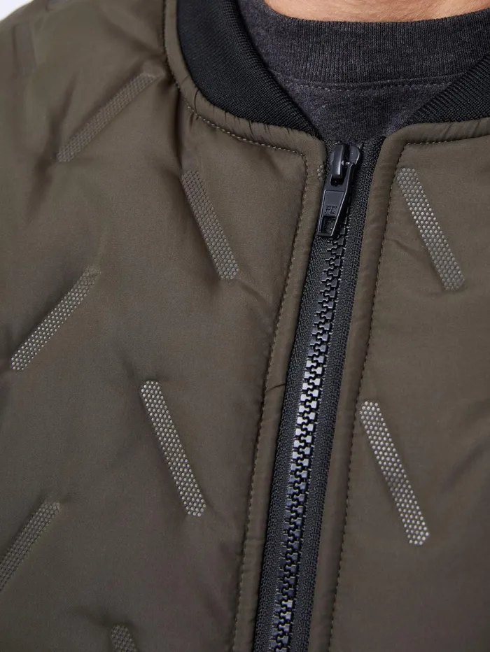 French Connection Puffer Bomber Jacket Olive Man Coats and Jackets