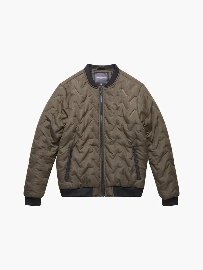 French Connection Puffer Bomber Jacket Olive Man Coats and Jackets