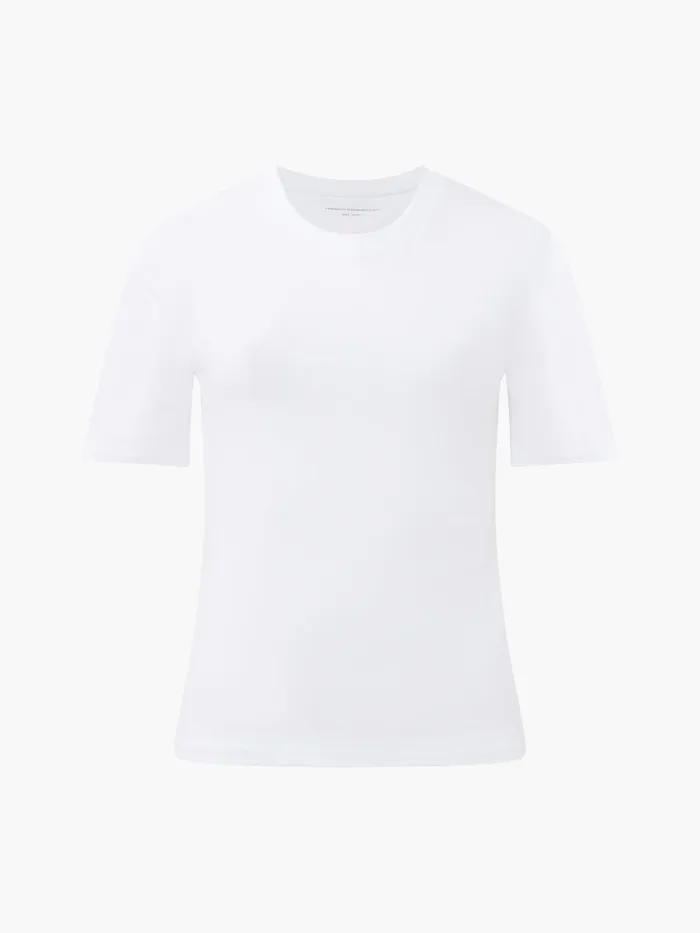 French Connection Rallie Cotton Crew Neck TShirt Linen White Woman Tops