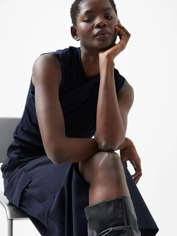 French Connection Rallie Cross Neck Top Marine Woman Tops