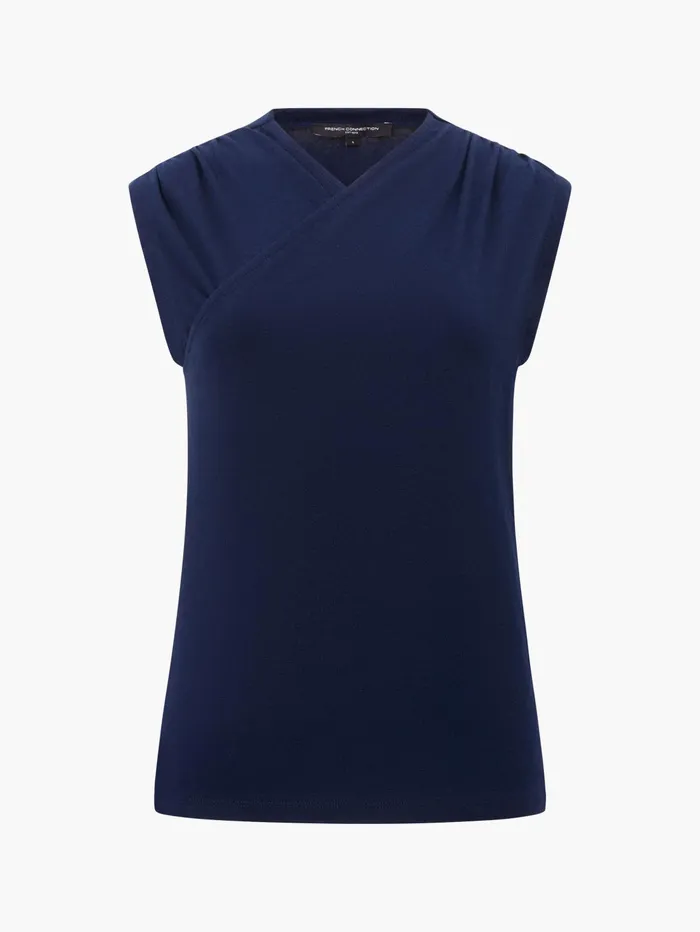 French Connection Rallie Cross Neck Top Marine Woman Tops
