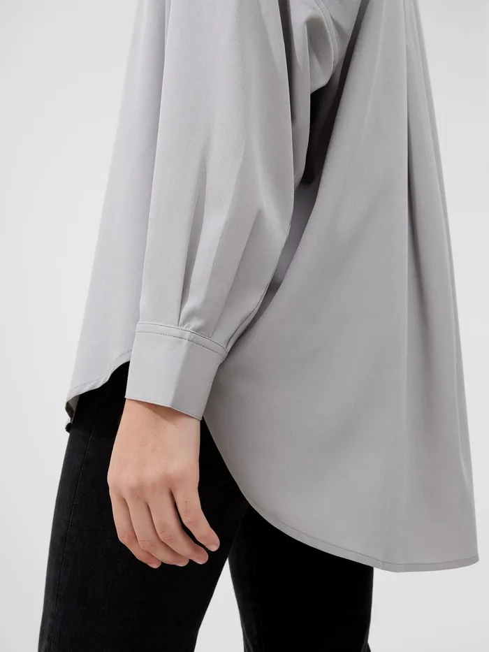 French Connection Rhodes Recycled Crepe Popover Shirt 8211 Alloy Woman Tops